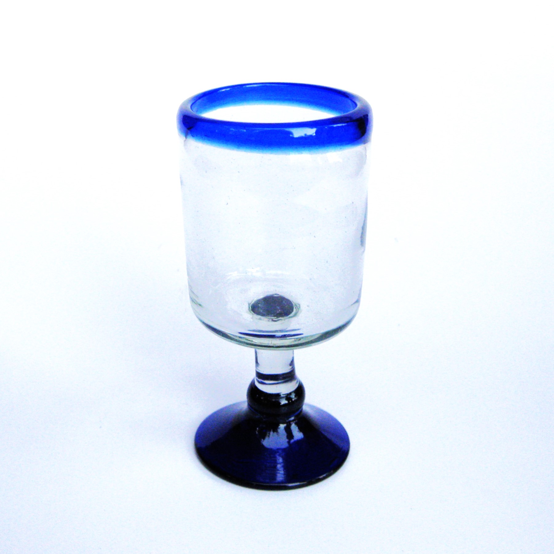 Cobalt Blue Rim 8 oz Small Wine Goblets (set of 6)